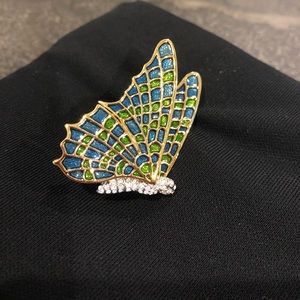 KJL 3D blue and green hand painted butterfly pin
